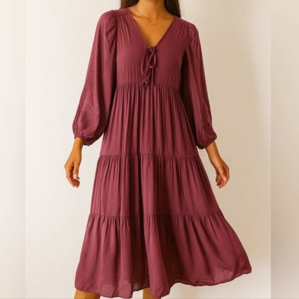Young Fabulous & Broke Mauve Tiered Maxi Dress